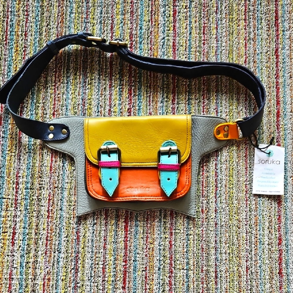 Colorblock Recycled Leather Belt Bag NWT By Soruka